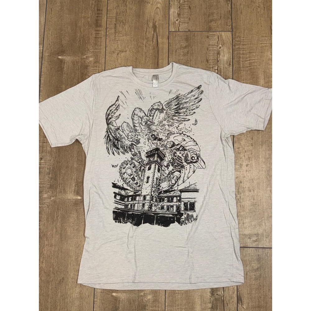 Next Level Apparel Graphic T Shirt Mens Large Black‎ White Eagle Tower Print